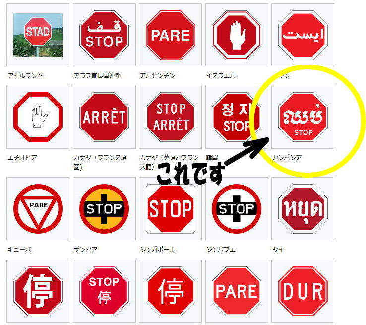 世界の止まれの標識