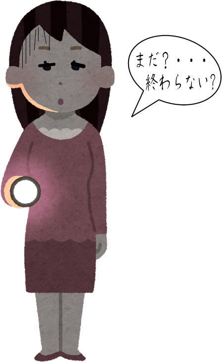 暗闇で子供のトイレの番をする母