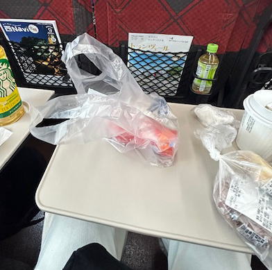 新幹線の中で使いました