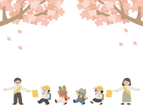 横断旗を持って誘導する人たち