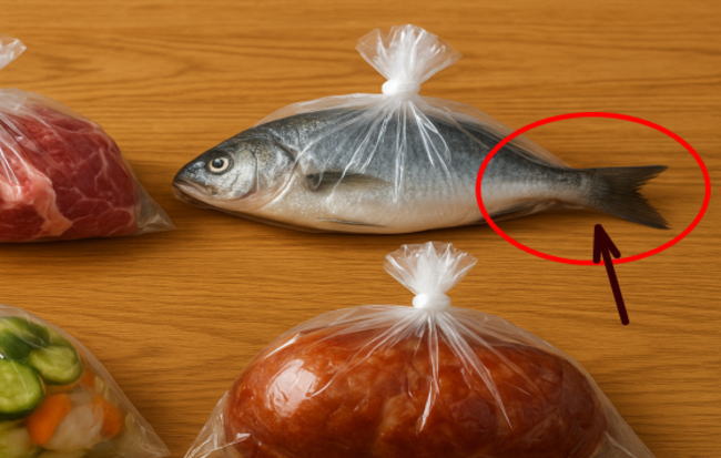 お魚のしっぽがはみ出てる画像