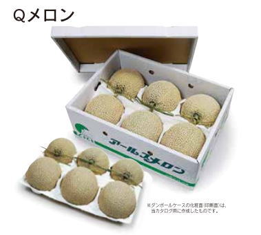 メロンを6個斜めに置いた状態で梱包できます。紙のパックです
