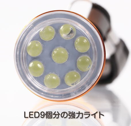 9個のLEDライト付き