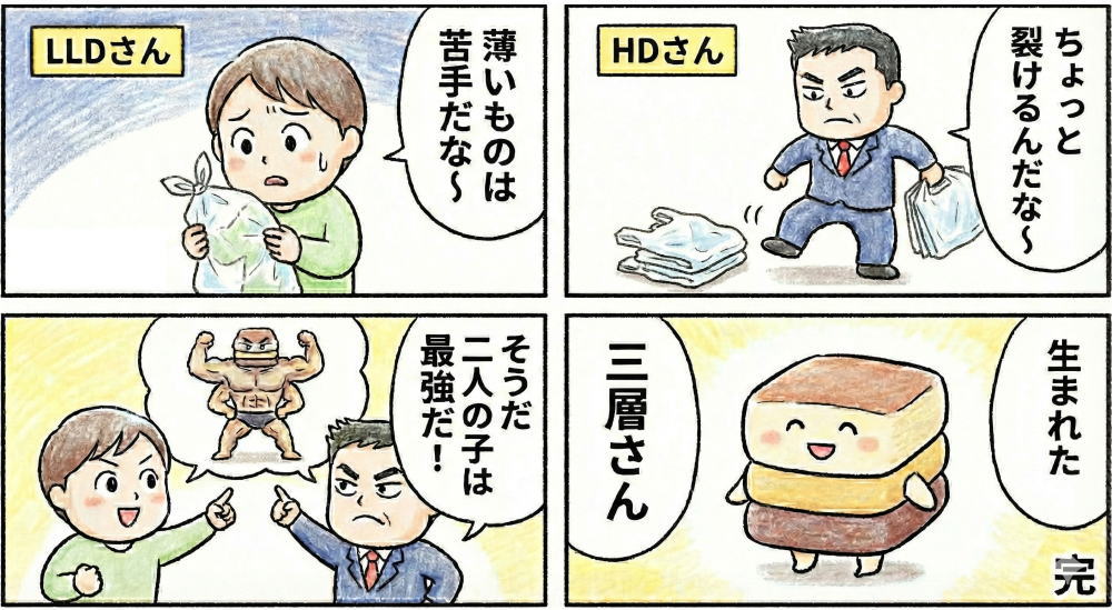 三層産の誕生の4コマ漫画