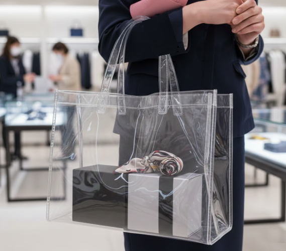 デパートの店員のビニール透明の私物袋