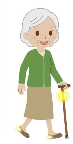 お年寄りが反射材を着けている様子